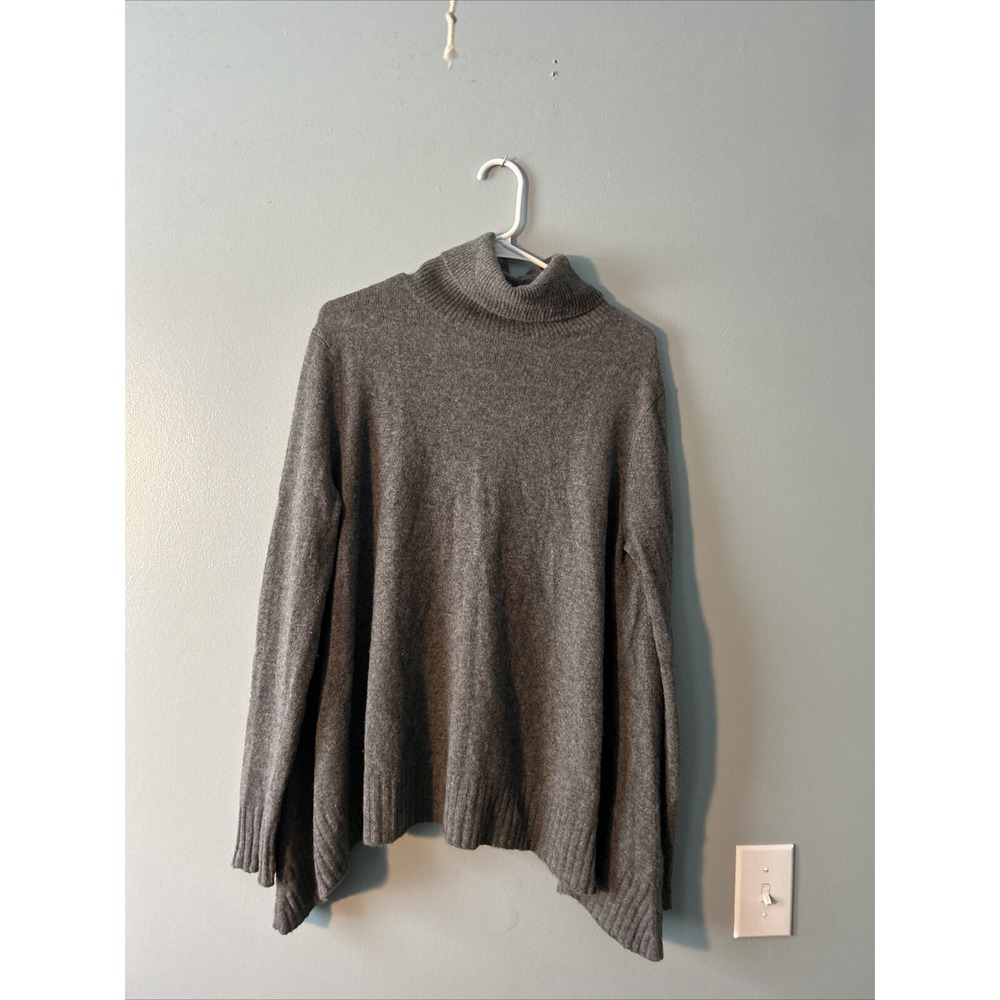 VELVET BY GRAHAM & SPENCER Gray 100% Cashmere Turtleneck Sweater Sz S Swing Top